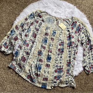 Lucky‎ Brand Top Long Sleeve Oversized Stretchy NEW Crochet Women’s Size Small